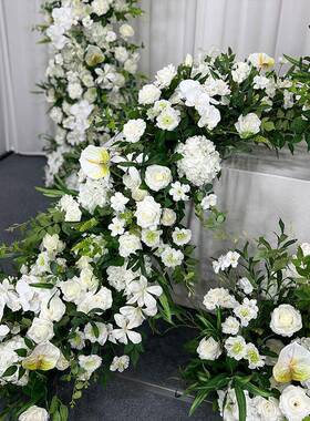 仿真绿植BIU婚庆牛艺角拱门婚花户外礼置装饰白色绢花背布景花拱