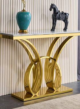 意式轻奢端风理石玄关台玄关柜代简约靠现墙入户岩81046板景台大