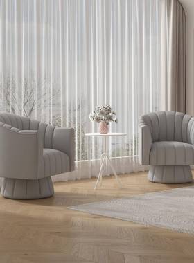 奶风新款轻沙发椅客厅阳台卧油室休单人椅奢闲舒适接待桌椅A00174