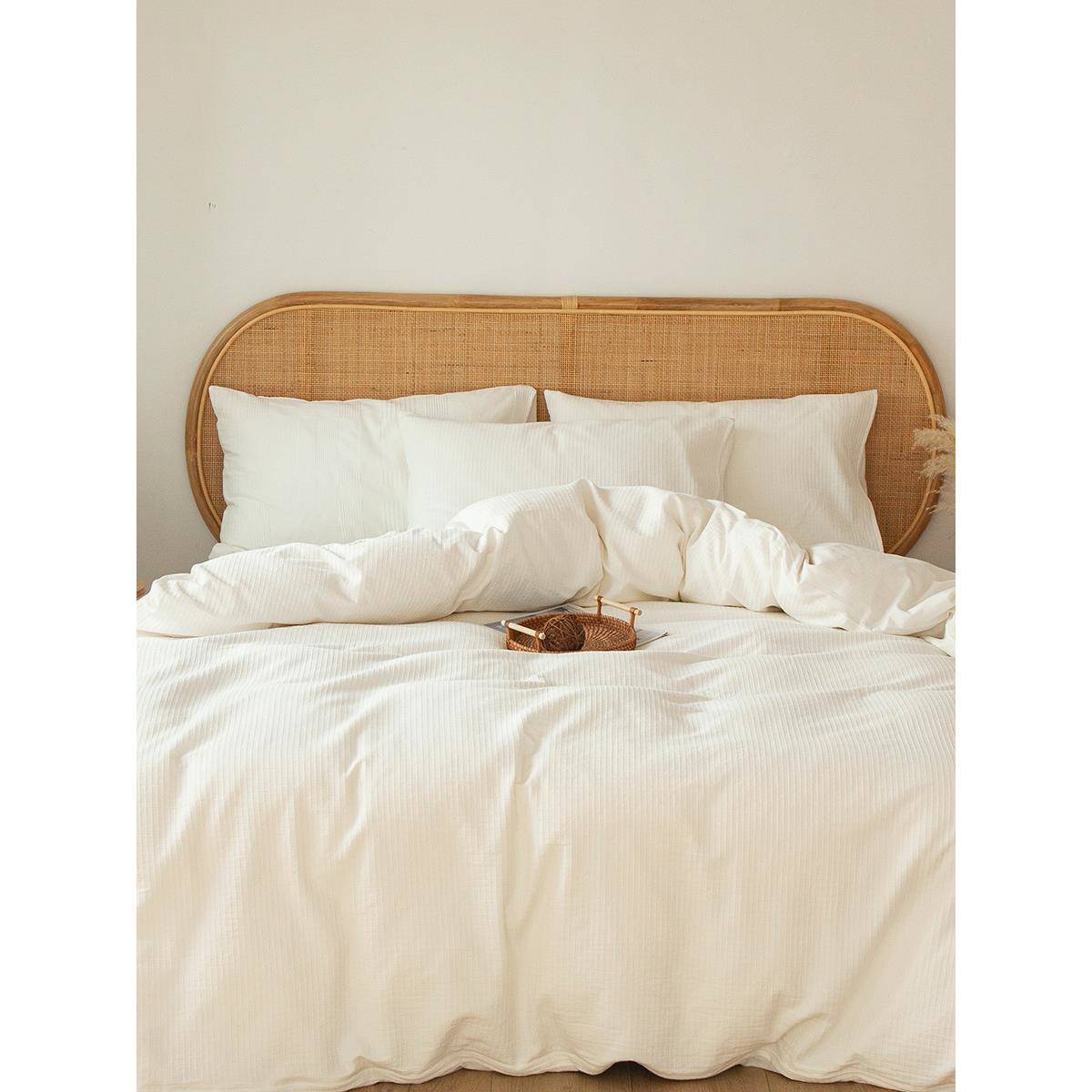 B无C0染色提花610洗支水棉四件套纯棉全棉被F766M685套床单白色床