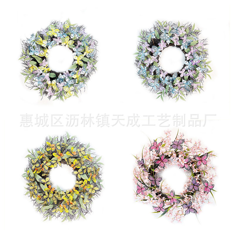 仿真蝴蝶花环门饰橱窗婚礼挂饰
