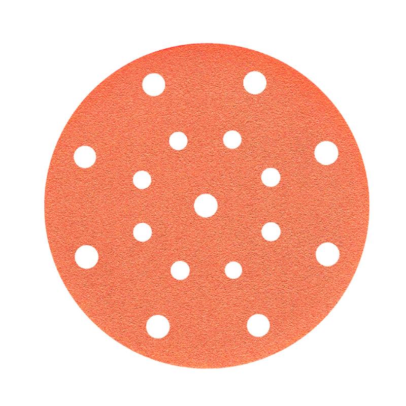 6寸橙色旋直砂风孔无尘干磨纸厂家供绒木材SPN金属打磨植陶瓷砂纸