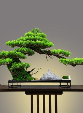 中厅式仿真迎客新松树客玄关入户盆景景酒店软装饰办公室微AXT观