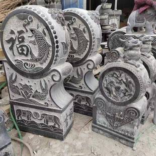 青抱鼓石门墩石石院02386雕门口抱鼓石一对式庭青石小象门墩中门