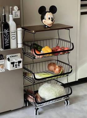 落地多层家用小车厨房置物蔬架可移动放菜收篮AL69553子菜推筐玩