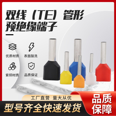 欧式针型双线TE管形预绝缘端子 阻燃绝缘高导电冷压端子 1000pcs
