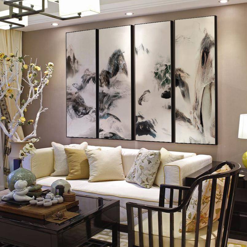 新中意境饰水墨山FYP水客厅装画玄关餐厅书式过房挂画道抽象壁画