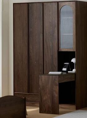 美黑胡桃木约IQL衣衣柜转角书桌一北体现代简全实木卧室收纳对开