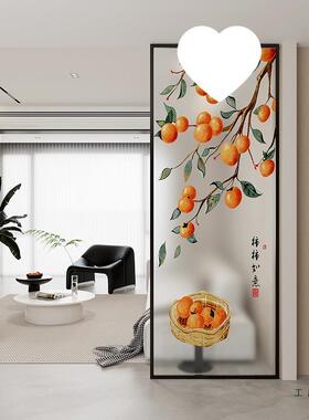 现代简约艺术玻璃屏风画隔断客厅墙洗玄手台关柜入户门JZY遮挡定