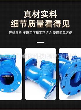 GL铁41H16法兰式Y型过滤器60-目Q漉网过NXK滤器球墨铸过滤器