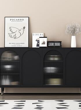 柜法式黑色复古餐边柜玄关一体餐酒厅厨房收柜靠纳墙碗柜柜茶UON