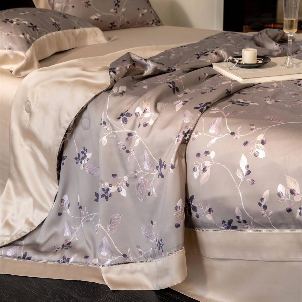 意利双镂空6蕾丝0S奥大地利兰精天丝数印花双人丝码滑夏NLI被四件