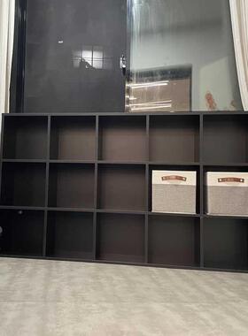 格子柜靠书柜架落地置物架矮柜书柜家用储物柜一FAR体墙方格展示