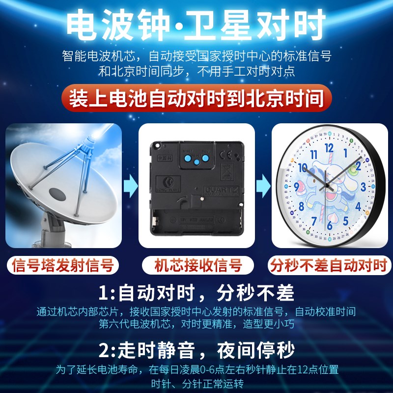 玉桂狗钟表挂墙可爱卡通女儿童房时钟挂表客厅家用简约石英钟静音