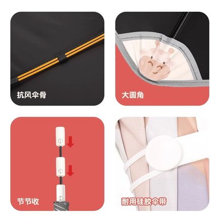 安全防回弹儿童雨伞女孩小学生上学男童晴雨两用折叠全自动伞