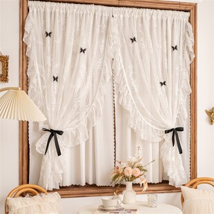 法式浪漫洛可f可蕾丝窗帘公主风双层纱帘卧室飘窗高级感门帘遮挡