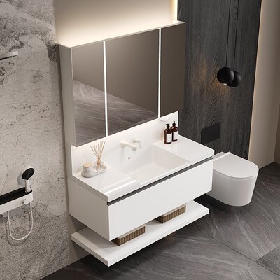 Graceful格瑞斯酒店风现代浴室柜组合高背盆一体盆卫生间洗脸盆