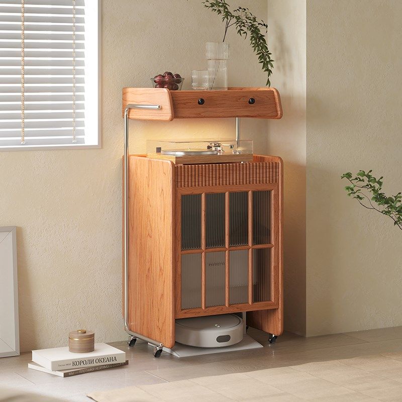 机器人扫地机柜置物架收纳柜樱桃木沙发边柜可移动云鲸柜实木柜子