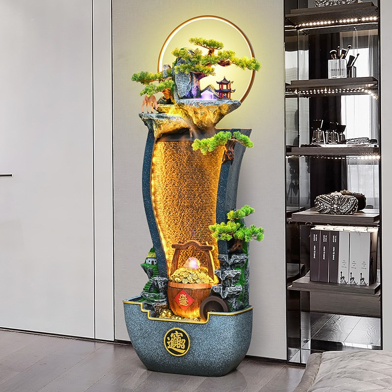 风水循环流水摆l件水幕墙客厅办公室落地装饰水景店铺开业