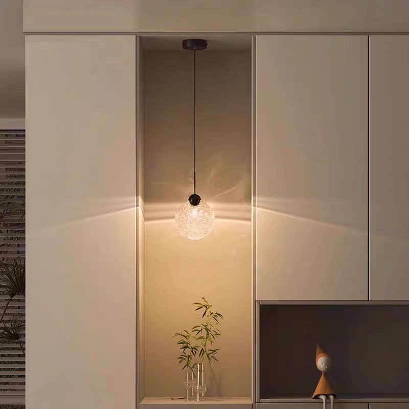 浮冰水晶小吊灯氛围感装饰卧室床头高级感轻奢P可升降玄关过道吊