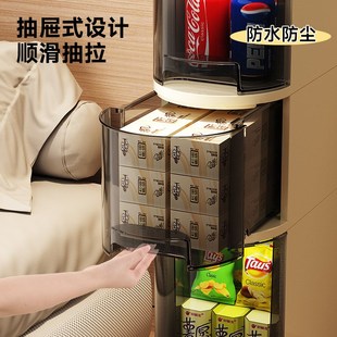 床头柜夹缝收纳柜小型家用卧室置物架缝隙抽拉储物柜奶油风床边柜