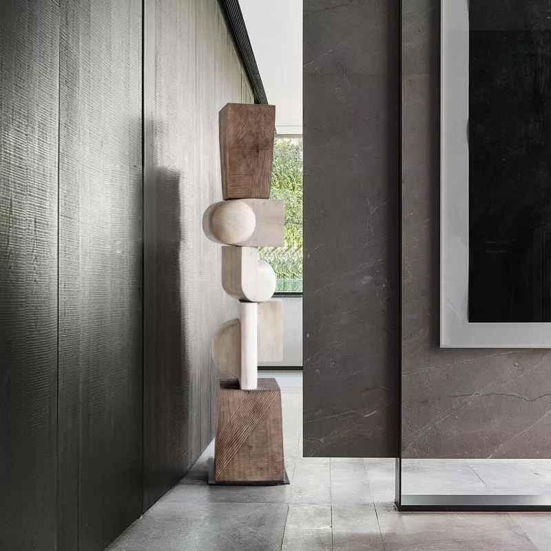 大型抽象雕塑艺术品售楼处楼梯口装饰酒店样板Q间玄关木雕落地摆