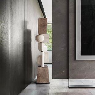 大型抽象雕塑艺术品售楼处楼梯口装 饰酒店样板Q间玄关木雕落地摆