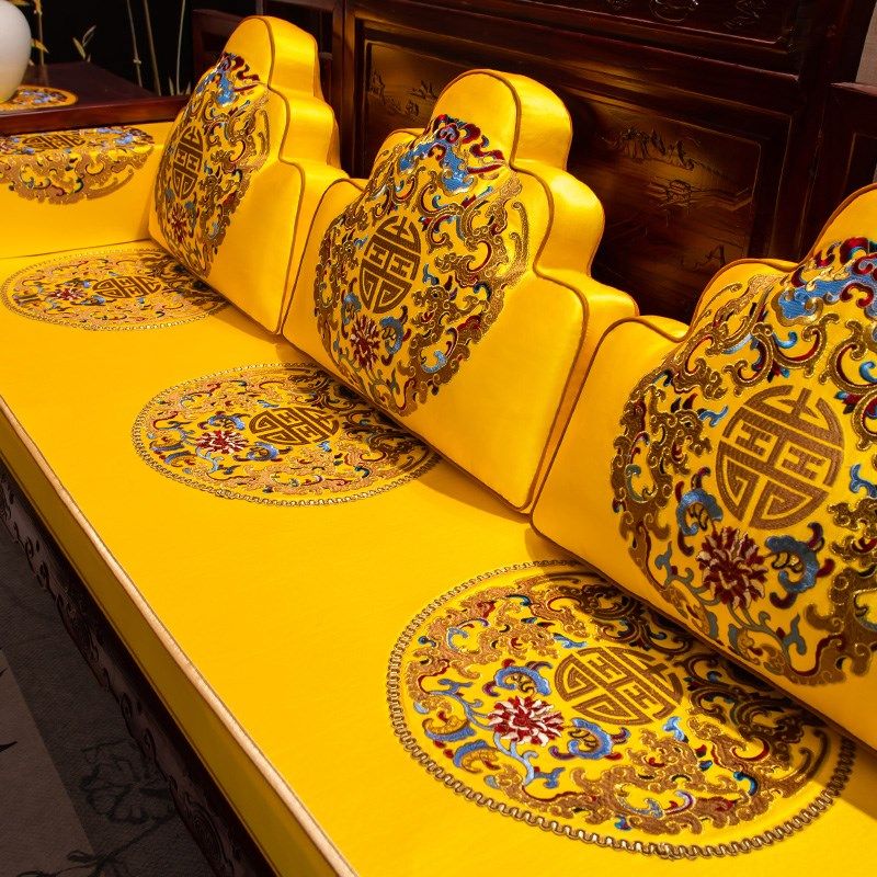 新中式红木沙发垫家用客厅实木家具坐垫盖布罗汉床垫子沙发巾套罩