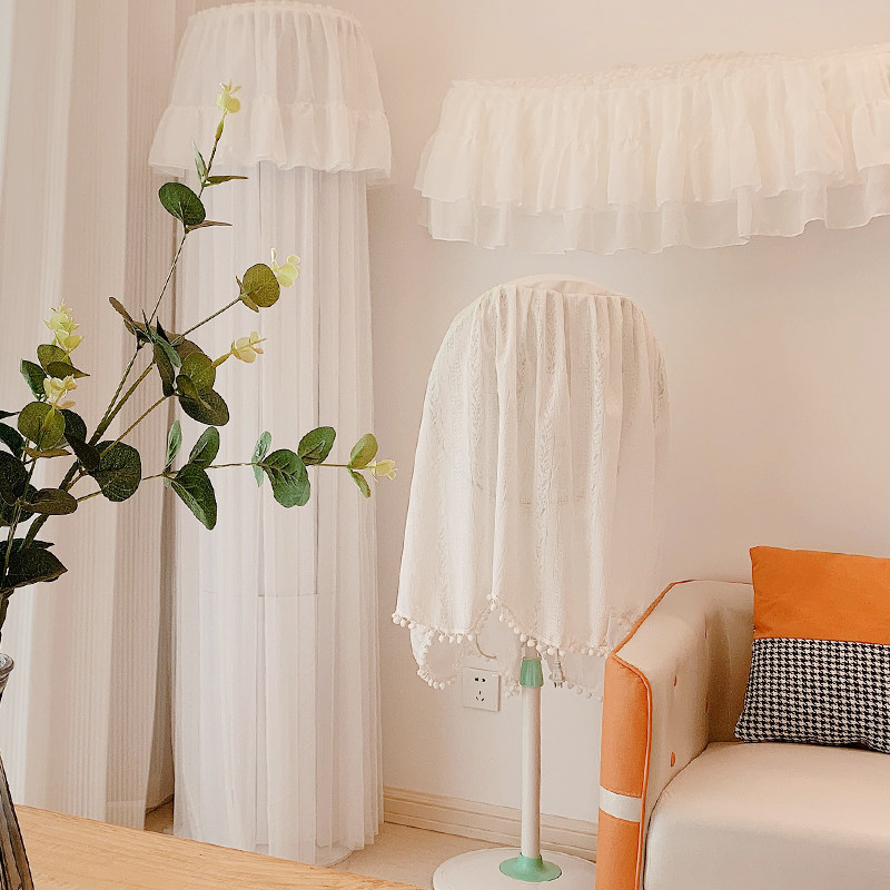 白色空调罩圆形柜机盖布罩风扇罩通用防尘盖布可卸立式圆形空调罩