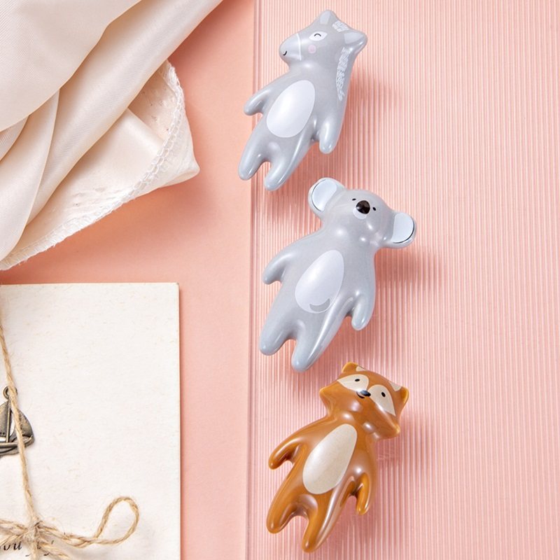 儿童房衣柜拉手男孩动物拉手单孔陶瓷抽屉把手奶油风轻奢柜门把手,基础建材,小拉手,淘宝优惠券,粉丝福利购,淘宝优惠卷