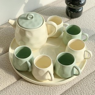 家用杯子客厅水杯乔迁新居水壶茶杯杯具茶具奶油风 陶瓷水具套装