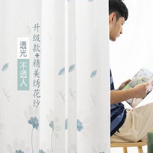 田园风小清新窗纱窗帘透光不透人阳台客厅卧室飘窗隔断门帘半遮光