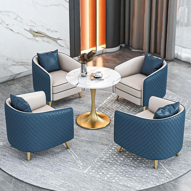 现代简约售楼部会客沙发酒店大堂接待皮质沙发办公室商务洽谈桌椅