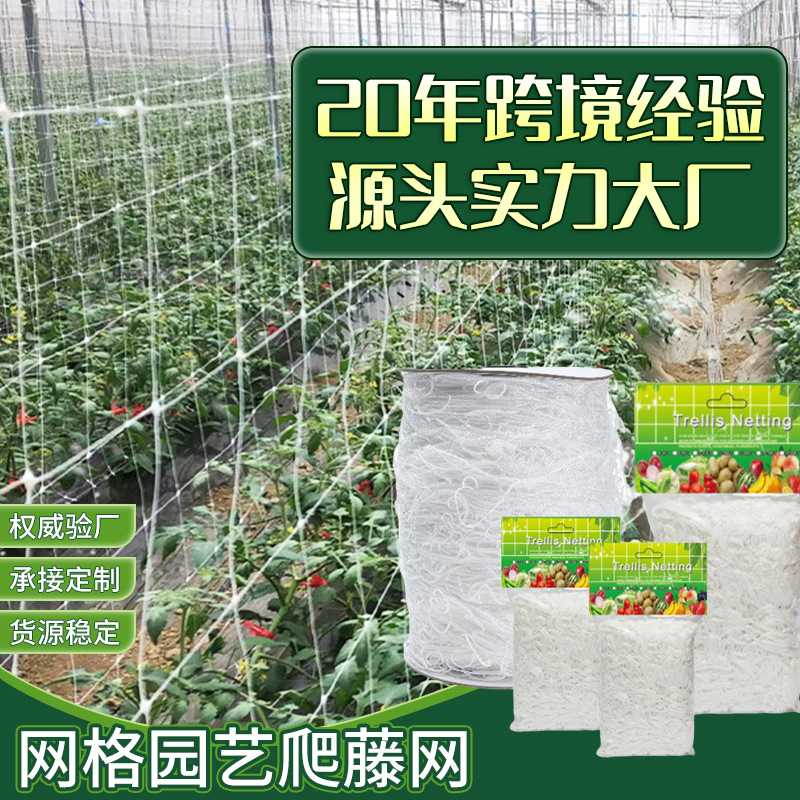 涤纶白色方形格子网园艺网爬藤架植物攀爬Netting网架
