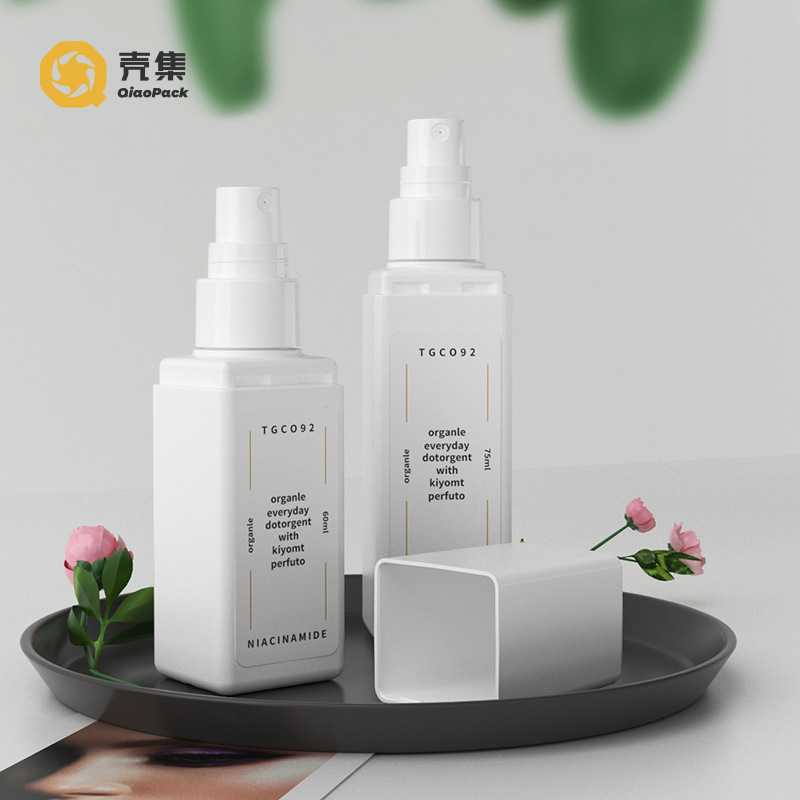 60ml 75ml 90mlPE方形喷雾瓶 双层全罩塑料瓶 细雾喷瓶纯露分装瓶