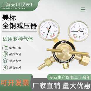 上海天川全铜减压器TC-152氧氮氩氦氢气甲烷标气实验室用黄铜减压