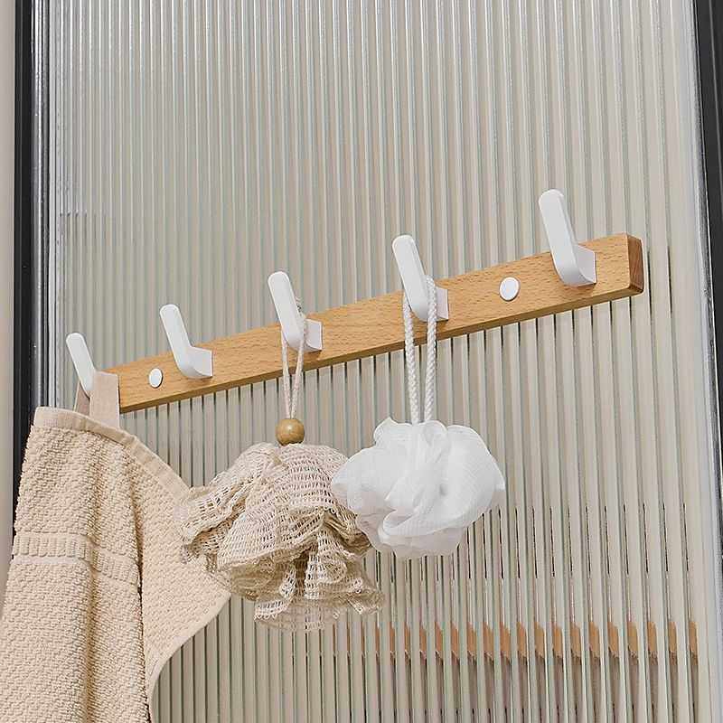 奶白色实木挂钩免打孔门后挂衣架挂衣钩入户玄关墙上壁挂衣帽排钩,家装主材,挂钩/挂衣钩,淘宝优惠券,粉丝福利购,淘宝优惠卷