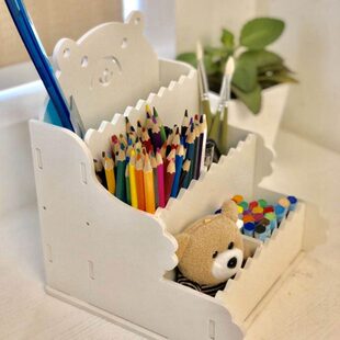 儿童可爱卡通木质笔筒多功能公创意时尚学生女孩桌面摆件收纳盒