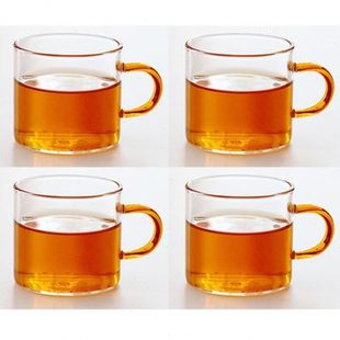 小茶杯带把杯功夫茶具迷你 加厚耐热主人杯透明玻璃品茗杯家用套装
