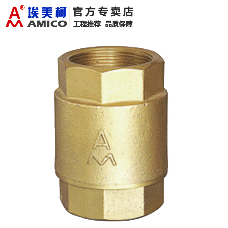 埃美柯立式止回阀黄铜水表止逆阀4分家用防反水螺纹水边单向阀20