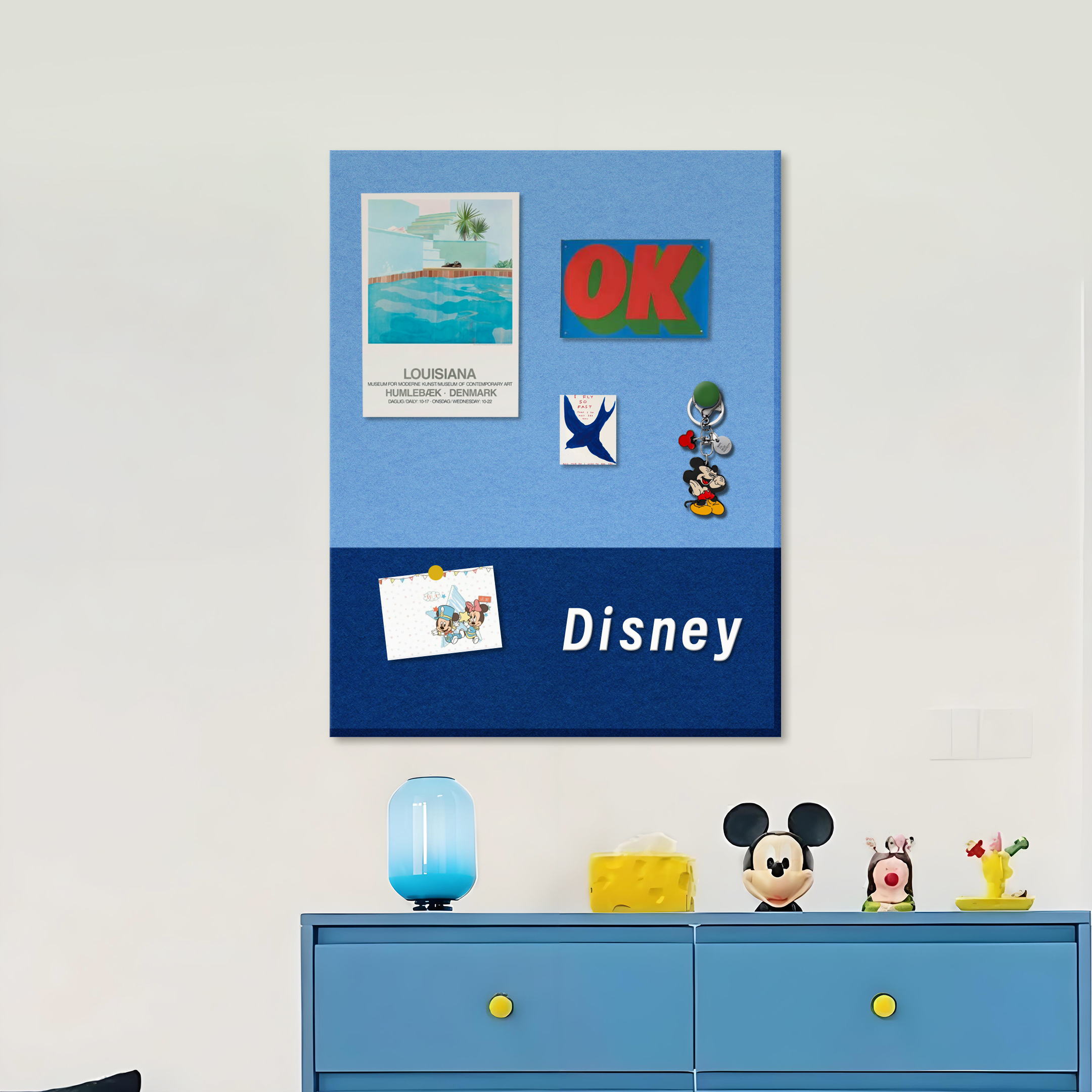 墙贴多巴胺毛毡板双色拼接软木板