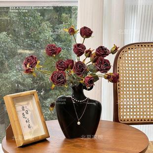 彷真苞芯玫瑰少女心假花家居装饰花卉家居桌花摆放绢花