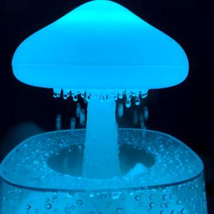 雨声加湿器创意白噪音助眠床头灯女生家用桌面解压摆件卧室小夜灯