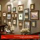 覆古豪华实木相框背景墙照片墙无冲孔新中国风客厅相框墙挂装 饰组