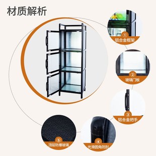简易铝合金碗柜不锈钢橱柜茶水柜厨房收纳小柜子多功能餐边柜家用