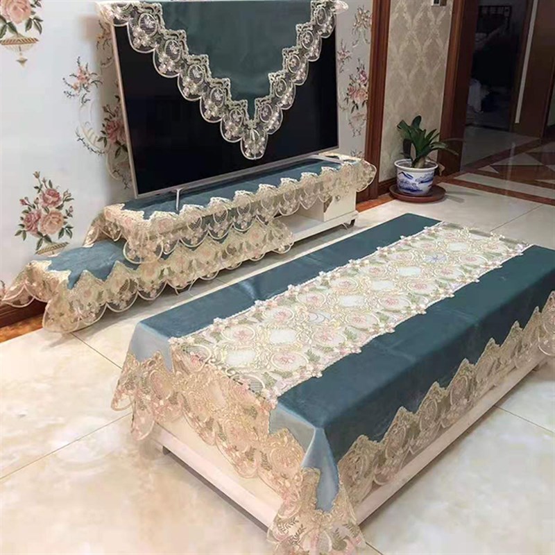 桌布轻奢高级感布艺蕾丝茶几布现代简约台布欧式客厅餐桌布电视柜