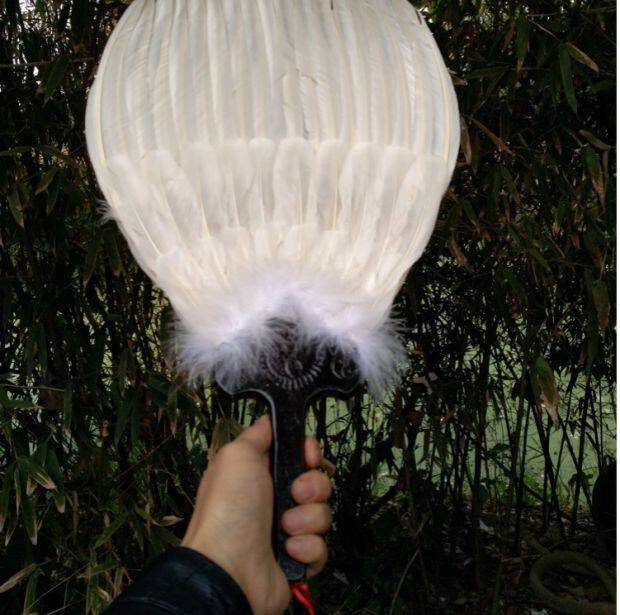 纯白色三层扇子纯手工艺扇羽毛扇孔明扇鹅毛扇羽毛扇诸葛亮扇子