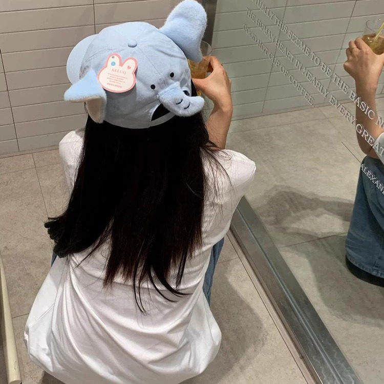 Kelusi联名款正反俩戴~可爱小飞象棒球帽子女创意卡通软顶鸭舌帽