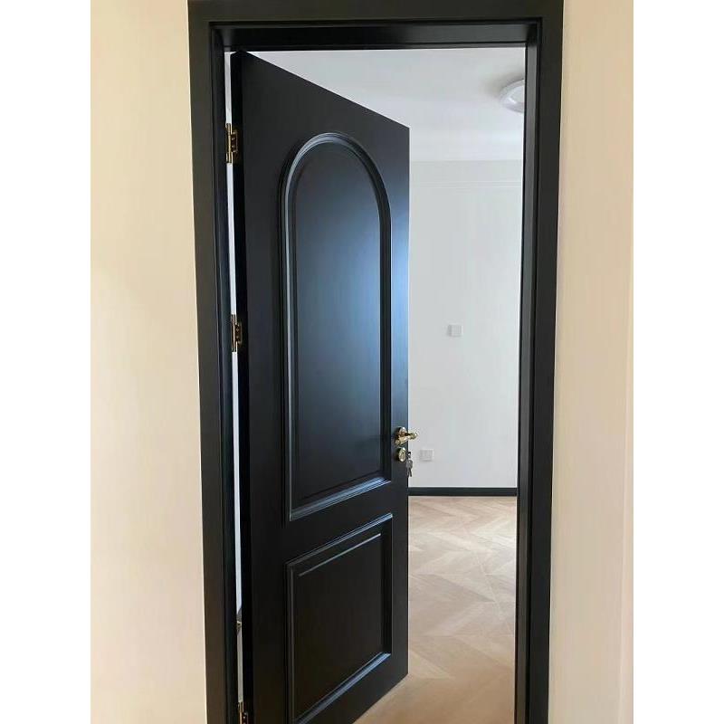 黑色实木复合烤漆门卧室门法式木门房间门复古卫生间门厨房门定制