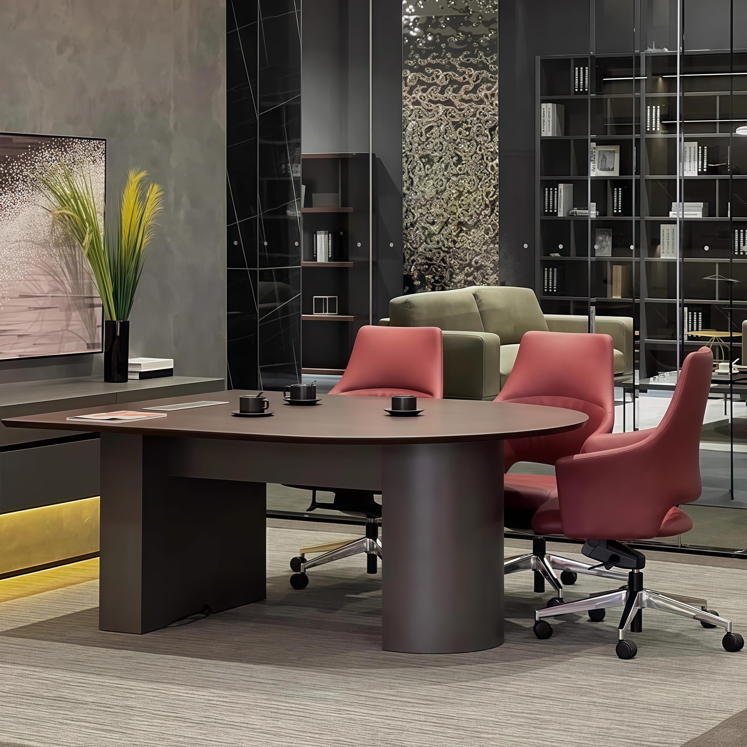 新中式胡桃木实木茶台轻奢功夫茶桌椅组合会议桌办公桌现代简约